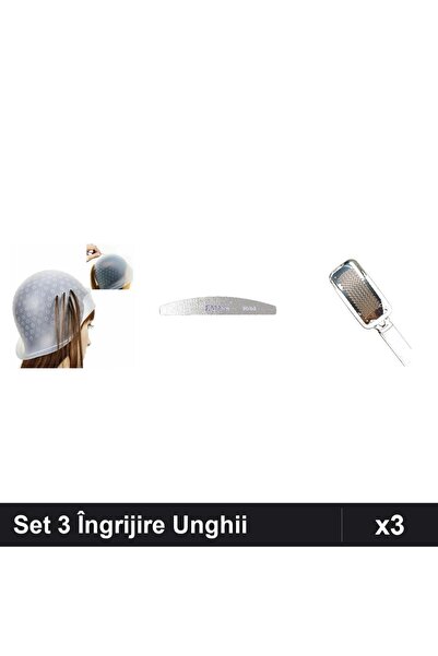 Makeup Set 3 Piese Îngrijire Unghii, Casca Suvite Silicon, Pila Emma 80/80, R...