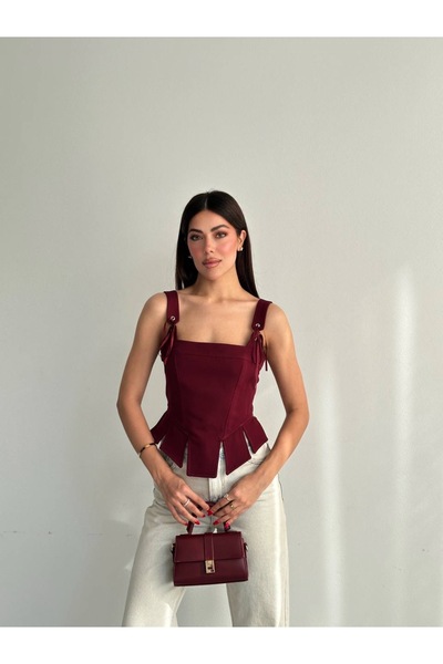 Ekim Store Lace-Up Strap Corset Blouse