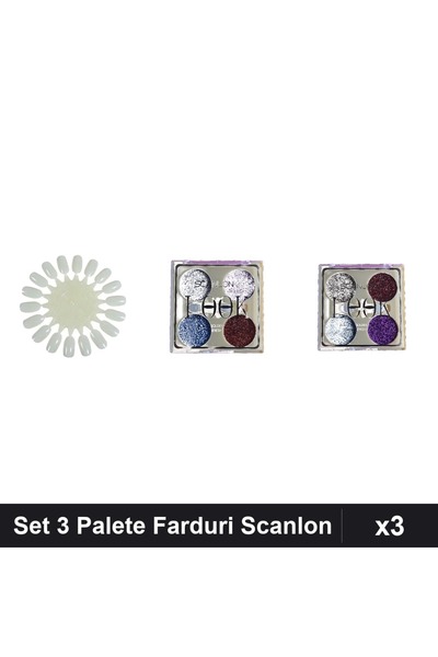 Makeup Set of 3 Scanlon Glitter Eyeshadow Palettes and Margareta Nail Palette...