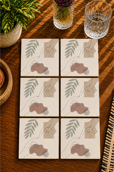 JHAAR Abstract - Bohemian - Geometric Themed Modern Set of 6 Coasters - Uv Pr...