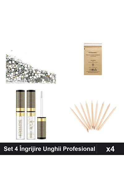 Makeup Set 4 Îngrijire Unghii - Cristale Stras Swarovski Argintiu 100buc, Gel...