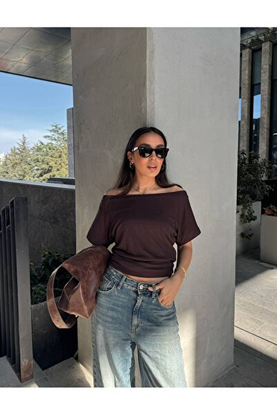 DİVİNS Kadın Kayık Yaka Kısa Kol Basic Body