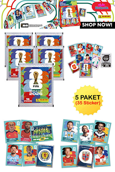 Panini FIFA World Cup 2026 Dünya Kupası Resmi Sticker Koleksiyonu Çıkartma Seti 5 Paket