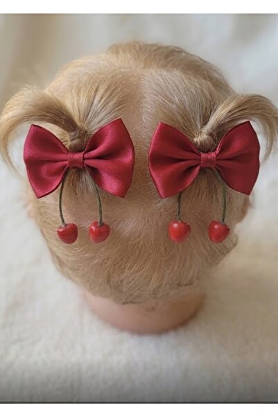 LO ADORO 4Pcs Hairless Baby Cherry Hairpin Baby Cherry Bow Hairpin with Littl...
