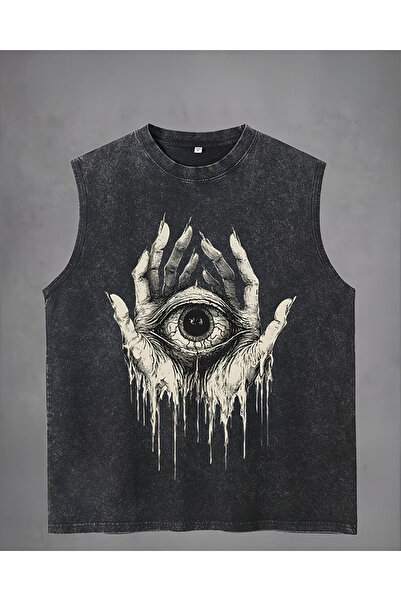 Le Savu Tricou Cosmic Eye imprimat, cu gâtul tip crew, lavabil, vintage, unis...