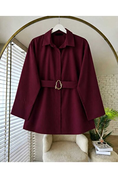 MODA VEDAT Women's Waist Belted Shirt with Buckle Detail -0350