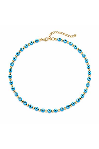 LEROSY CO. Blue Evil Eye Beaded Necklace