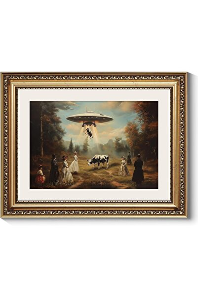 ALAYRA International لوحة فنية جدارية من القماش الفاخر بتصميم UFO للهالوين مع...