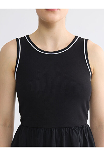 LC Waikiki Black Crew Neck Waist Dress