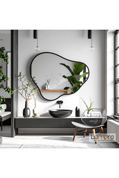 lumora mirror design Nira Modern Siyah Boyalı MDF Çerçeveli Dekoratif Ayna