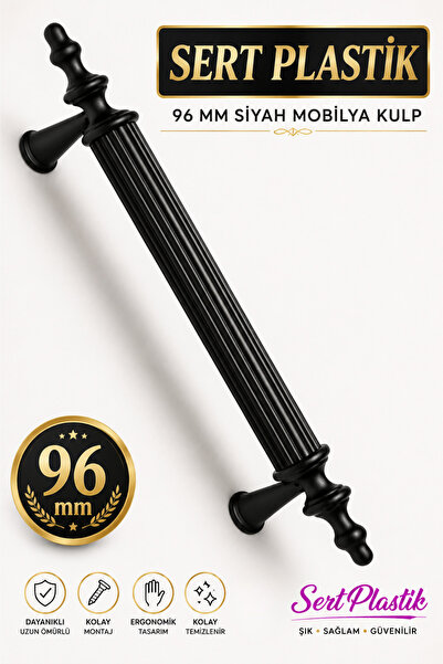 Nex10 (SERT PLASTİK) Polavit 96 Mm Siyah Mobilya Mutfak Çekmece Dolap Kapak D...
