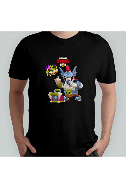 Pixxa Brawl Stars Damian Unisex 100% Cotton Crew Neck T-Shirt Model 2