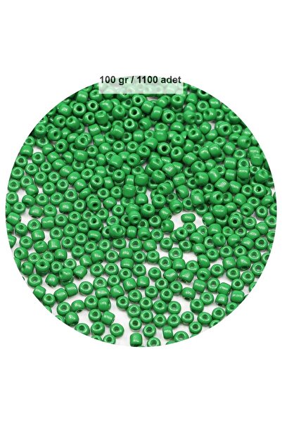 Generic Brand Opaque Green Color 4 mm Approx 1100 Pieces / 100 Gram Glass Bea...