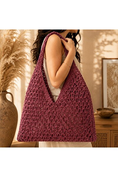 Yuumi Design Mor Örme Omuz Çantası