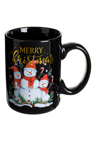 Zumzeria Black New Bone Christmas Mug with Snowman Design 400ml
