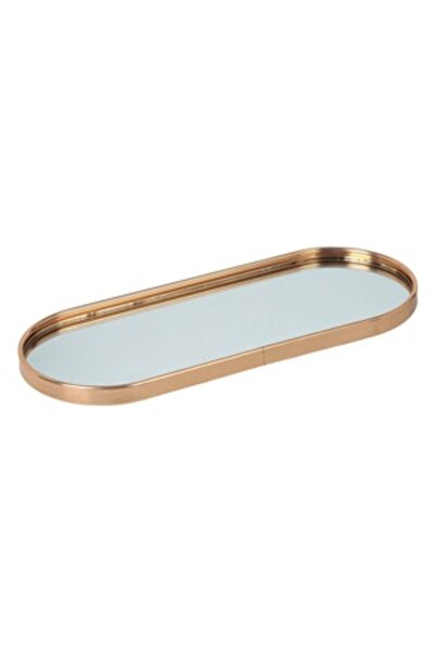 Zumzeria Tavă ovală pentru lumânări cu oglindă și margine aurie 30x12.5x1.5cm