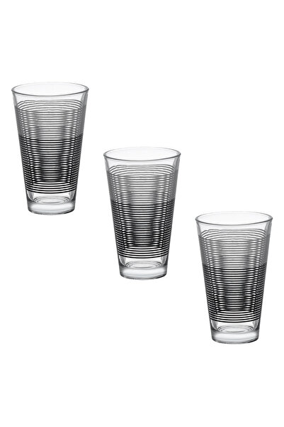 OEM Set de 3 pahare de sticlă transparente 'Lines' 330ml