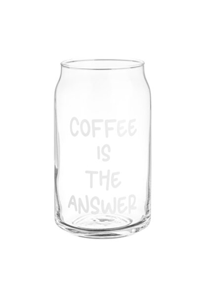 OEM Glass Cup for Coffee "Coffee is the Answer" 500ml
