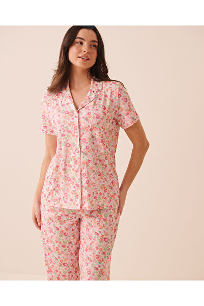 La Vie en Rose Watercolour Floral Print Super Soft Button-down Shirt