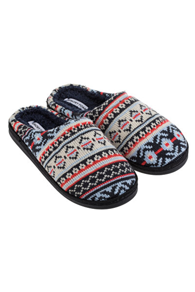 Zumzeria Winter Slippers with Blue White Red Jacquard Pattern for Men