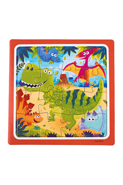 Zumzeria Mini Puzzle with Dinosaur Model (16 Pieces) 15x15cm