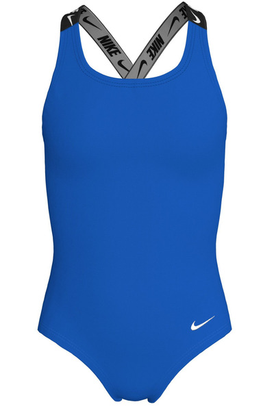 Nike Swim Logo Tape Crossback Mavi Tek Parça Kız Çocuk Mayo