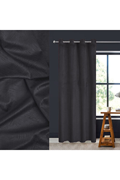 Zumzeria Perdea decorativă din catifea neagră cu inele 140x260cm