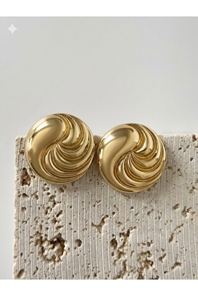 MAREM Vintage Round Gold Color Steel Earrings