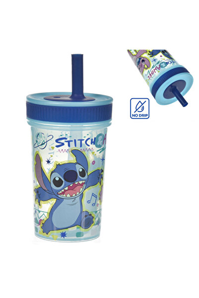 Lilo & Stitch Pahar de plastic cu pai și Stitch, anti-picurare, 420ml