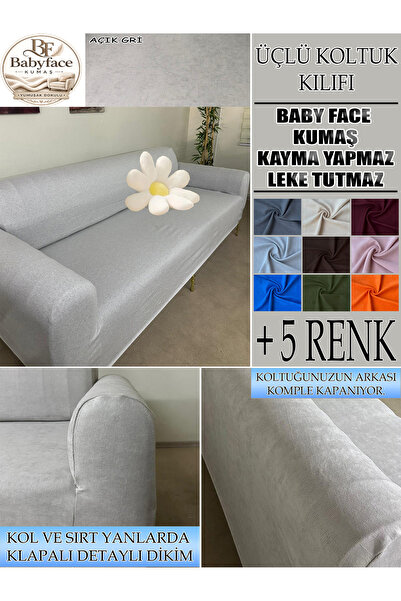 İLYEVTEKSTİLİ Baby Face Kumaş 3 lü Koltuk Kılıfı, Tam kaplama Yumuşak Dokulu ...