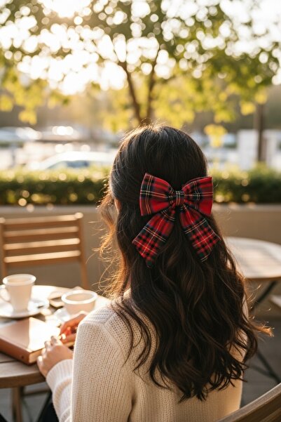 FAYRA ACCESSORIES Plaid Bow Buckle Scottish Fabric Automatic Buckle