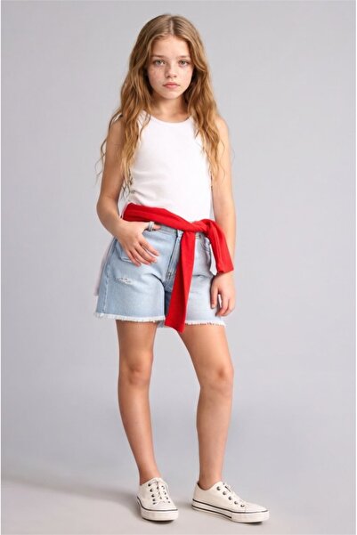 DeFacto Girl's Denim&Canvas Shorts D7107A8/Nm39 Lt.Blue