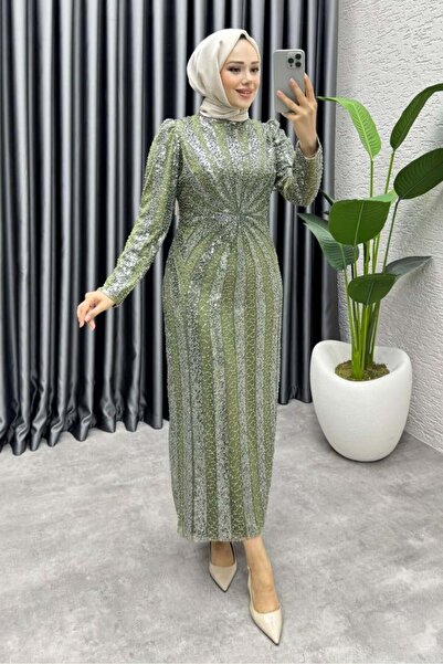 Kalemen Moda Afitap Tasarım Kalem Abiye 8038 Haki