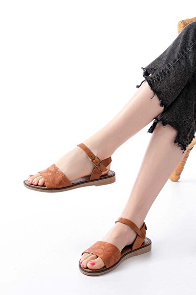 Aymood 205-012 Tan Orthopedic Genuine Leather Women's Sandals