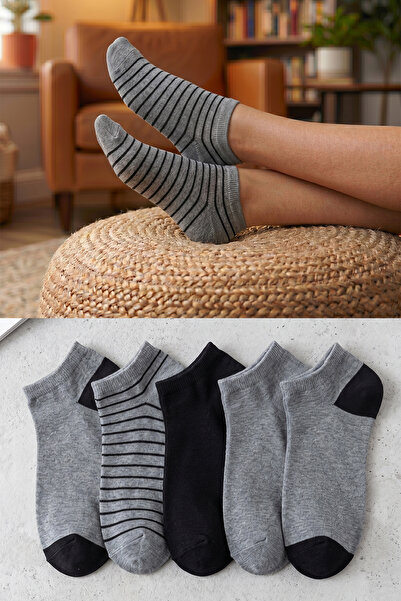 BGK 5 Pairs of Striped-Plain Women's Summer Socks
