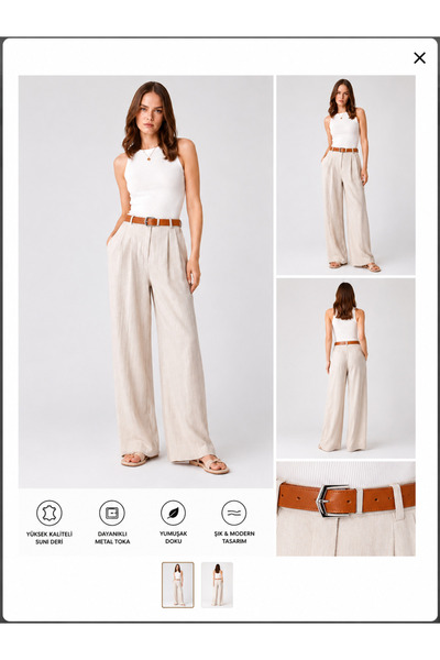 FİFTY ONE Pantaloni Palazzo negri din Lycra cu centură Rena de damă