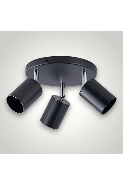 DELIGHT Adjustable Round Spot Black 3 X GU10 200mm