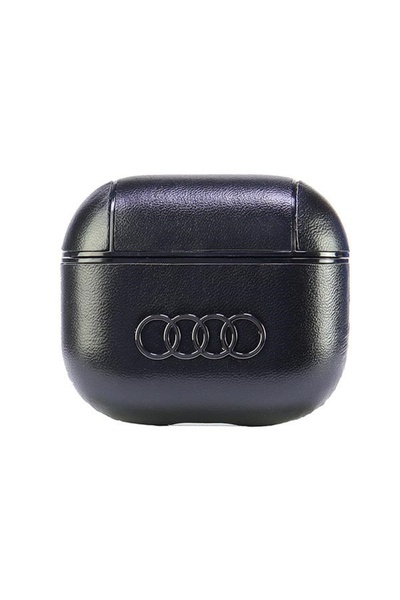 Audi Husă din piele cu logo mare pentru AirPods 3, negru/negru AU-AP3-GT/D3-BK