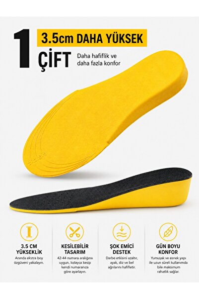 optana 3.5 cm Gizli Boy Uzatıcı Tamboy Tabanlık - Şok Emici Konforlu Ortopedik Ayakkabı Pedi