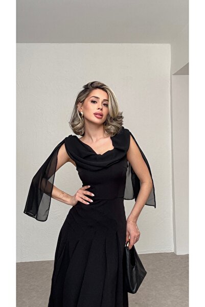 Nesil Chiffon Shawl Midi Dress