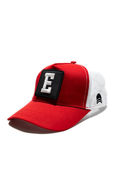 all hats Mesh Red and White Hat with Letter Patch Detail |   Sports Hat Suita...
