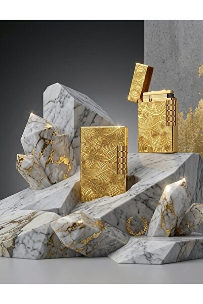 ISSCAK DUPONT TARZI SANATSAL DALGA DESENLİ METAL GÖVDELİ DOLDURULABİLİR ÇAKMA...