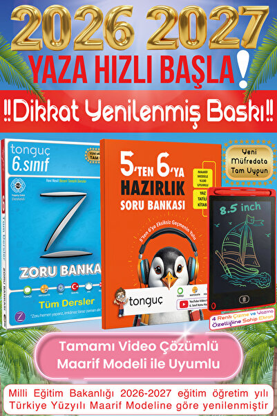 Tonguç Yayınları 5'ten 6'ya Hazırlık Tüm Dersler Soru Bankası Yaz Tatili Kita...