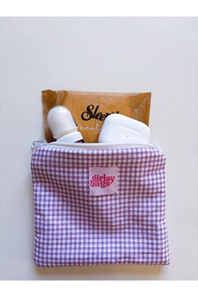 girlsybags Lila Pötikareli Mini Bozuk Para Cüzdanı, Ped Çantası, Mini Makyaj ...