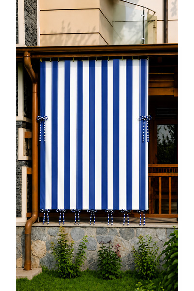 DEVRİM OLİVYA TEKSTİL Water Resistant Cornice Balcony Curtain with Decorative...