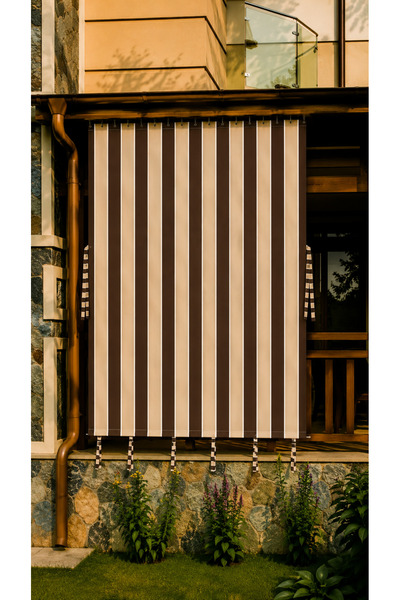 DEVRİM OLİVYA TEKSTİL Water Resistant Cornice Balcony Curtain with Decorative...
