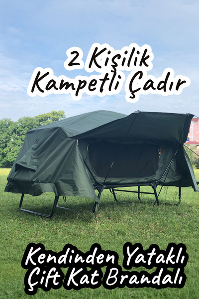 EFSANE KAMP - Portatif Kampetli Fonksiyonel Çadır 2 Kişilik - Asker Yeşili