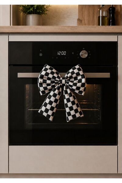 naya home Dijital Baskı Damalı Fiyonk Fırın Süsü Dekoratif Dolgulu Yumuşak El...