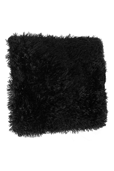 OEM Pernă decorativă de iarnă din blană artificială neagră, pufoasă, 51x51cm