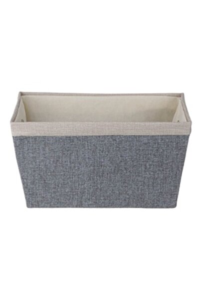 Zumzeria Gray Beige Storage Basket with Metal Handles 36x26x19cm